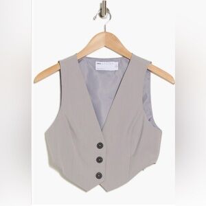 ASOS DESIGN- Crop vest Top-light grey-size 4 NWT